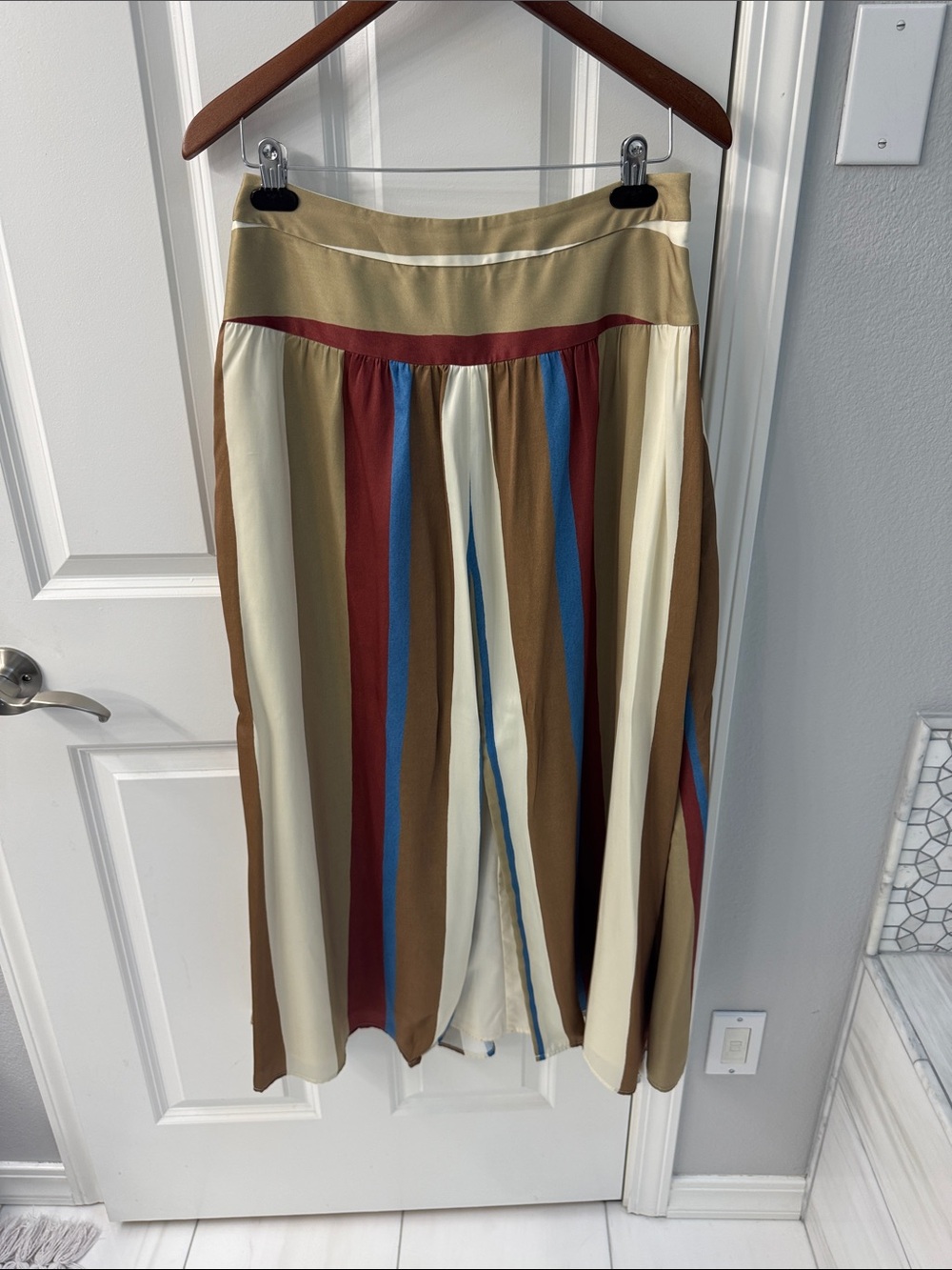 Banana Republic Striped Maxi Skirt in Cream, Tan & Blue